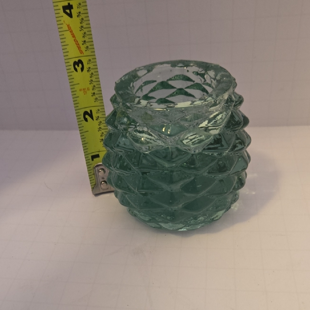 Williams Sonoma Textured Teal Glass Candle Holder - Picture 5 of 6